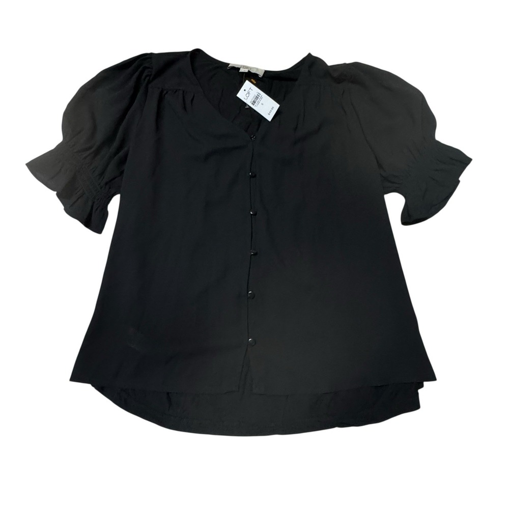 Ann Taylor Top Women's Small Black Blouse Whimsigoth Career New